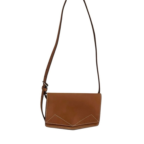 Calvin Klein Contrast Stitch Crossbody bag Light Brown 8 X 4.5” Leather NWOT - Picture 2 of 11